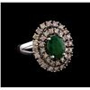 Image 1 : 2.10 ctw Emerald and Diamond Ring - 14KT White Gold