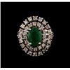 Image 2 : 2.10 ctw Emerald and Diamond Ring - 14KT White Gold