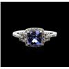 Image 2 : 14KT White Gold 1.34 ctw Tanzanite and Diamond Ring