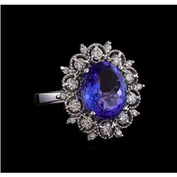 5.50 ctw Tanzanite and Diamond Ring - 14KT White Gold