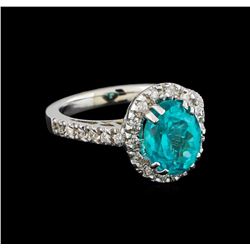 3.3 ctw Apatite and Diamond Ring - 14KT White Gold