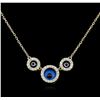 Image 2 : 0.28 ctw Diamond Evil Eye Necklace - 14KT Yellow Gold
