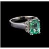 Image 1 : 2.77 ctw Emerald and Diamond Ring - 14KT White Gold