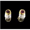 Image 1 : 1.00 ctw Ruby and Diamond Earrings - 18KT Yellow and White Gold