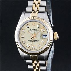 Rolex Two-Tone Champagne Diamond DateJust Ladies Watch