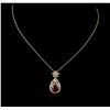 Image 2 : 14KT Yellow Gold 5.06 ctw Ruby and Diamond Pendant With Chain