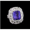 Image 1 : 10.88 ctw Tanzanite and Diamond Ring - 18KT White Gold