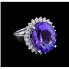 Image 1 : 16.75 ctw Tanzanite and Diamond Ring - 14KT White Gold