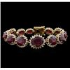 Image 1 : 53.19 ctw Ruby and Diamond Bracelet - 14KT Yellow Gold