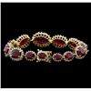 Image 2 : 53.19 ctw Ruby and Diamond Bracelet - 14KT Yellow Gold