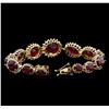 Image 3 : 53.19 ctw Ruby and Diamond Bracelet - 14KT Yellow Gold