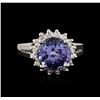 Image 2 : 14KT White Gold 4.76 ctw Tanzanite and Diamond Ring