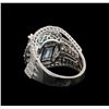 Image 3 : 5.42 ctw Aquamarine and Diamond Ring - 18KT White Gold