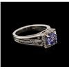 Image 1 : 1.10 ctw Tanzanite and Diamond Ring - 14KT White Gold