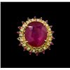 Image 2 : 31.75 ctw Ruby and Diamond Ring - 14KT Yellow Gold