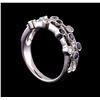 Image 4 : 0.30 ctw Blue Sapphire and Diamond Ring - 14KT White Gold