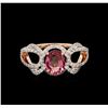 Image 2 : 1.56 ctw Padparadscha and Diamond Ring - 18KT Rose Gold