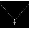 Image 2 : 0.08 ctw Diamond Cross Pendant with Chain - 18KT White Gold