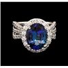 Image 2 : 5.06 ctw Tanzanite and Diamond Ring - 14KT White Gold