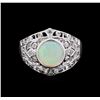 Image 2 : 1.02 ctw Opal and Diamond Ring - 18KT White Gold