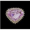 Image 2 : 14KT Yellow Gold GIA Certified 18.42 ctw Kunzite and Diamond Ring