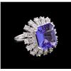 Image 1 : 9.62 ctw Tanzanite and Diamond Ring - 14KT White Gold
