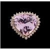 Image 2 : 24.70 ctw Kunzite and Diamond Ring - 14KT Rose Gold