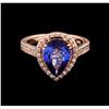 Image 2 : 2.50 ctw Tanzanite and Diamond Ring - 14KT Rose Gold