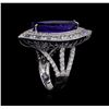 Image 4 : 18KT White Gold GIA Certified 10.54 ctw Tanzanite and Diamond Ring