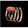 Image 3 : 14KT Rose Gold 3.06 ctw Coral and Diamond Ring