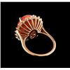 Image 3 : 7.62 ctw Coral and Diamond Ring - 14KT Rose Gold
