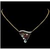 Image 1 : 8.10 ctw Multi Gemstone and Diamond Necklace - 14KT White and Yellow Gold