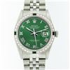 Image 1 : Rolex Stainless Steel Green Roman Diamond and Emerald DateJust Men's Watch