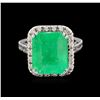 Image 2 : GIA Cert 10.54 ctw Emerald and Diamond Ring - 14KT White Gold
