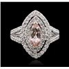 Image 2 : 14KT White Gold 1.20 ctw Morganite and Diamond Ring