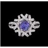 Image 2 : 14KT White Gold 1.17 ctw Tanzanite and Diamond Ring