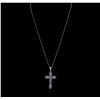 Image 2 : 18KT White Gold 1.25 ctw Sapphire Cross Pendant With Chain