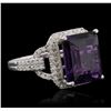 Image 1 : 14KT White Gold 5.07 ctw Amethyst and Diamond Ring