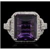 Image 2 : 14KT White Gold 5.07 ctw Amethyst and Diamond Ring