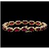 Image 2 : 27.55 ctw Ruby and Diamond Bracelet - 14KT Yellow Gold