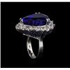 Image 4 : 14KT White Gold GIA Certified 27.66 ctw Tanzanite and Diamond Ring