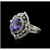 Image 1 : 14KT White Gold 4.04 ctw Tanzanite and Diamond Ring