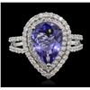 Image 2 : 14KT White Gold 3.01 ctw Tanzanite and Diamond Ring