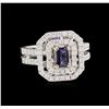 Image 1 : 14KT White and Yellow Gold 0.40 ctw Tanzanite and Diamond Ring