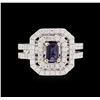 Image 2 : 14KT White and Yellow Gold 0.40 ctw Tanzanite and Diamond Ring