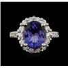 Image 2 : 14KT White Gold 4.22 ctw Tanzanite and Diamond Ring