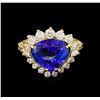 Image 2 : 5.39 ctw Tanzanite and Diamond Ring - 14KT Yellow Gold