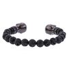 Image 2 : Cozmo Sterling Silver Black Crystal Skull Cuff Bracelet