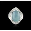 Image 2 : 14KT White Gold 9.31 ctw Aquamarine and Diamond Ring