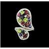Image 2 : 14KT White Gold 5.32 ctw Multi Gemstone Ring